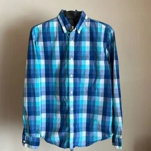 Gap men's button up plaid blue white purple size medium - Picture 1 of 9