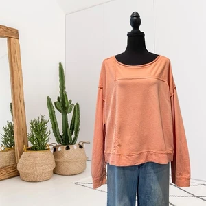 Anthropologie Pilcro Women's M Dolman Sleeve Raw Seam Casual Sweatshirt Orange - Picture 1 of 13