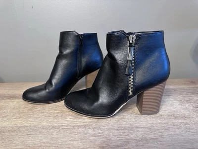 Botín para mujer Apt.9 talla 9,5 imitación cuero negro cremallera lateral tacón bloque Foto 1 de 4