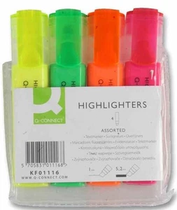 Q CONNECT - Pen Penanda Warna Terang - Pek 4 Warna Pelbagai - Picture 1 of 1