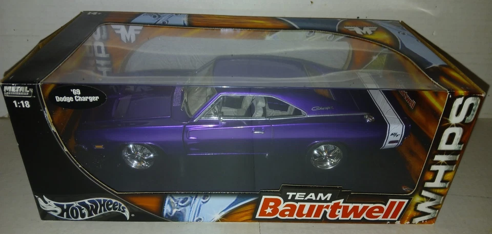 Hot Wheels Whips Team Bauertwell 1969 Dodge Charger Diecast Car (purple) 1 18