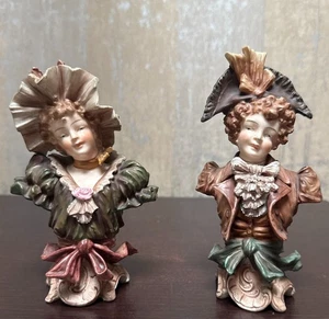 Un par de bustos antiguos de porcelana bisque de finales del siglo XIX / principios del siglo XX #2329 - Imagen 1 de 4