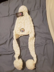 Pittsburgh Steelers Damen Zopfmuster Mütze weiß Reebok NFL Team Bekleidung neu mit Etikett! - Bild 1 von 7
