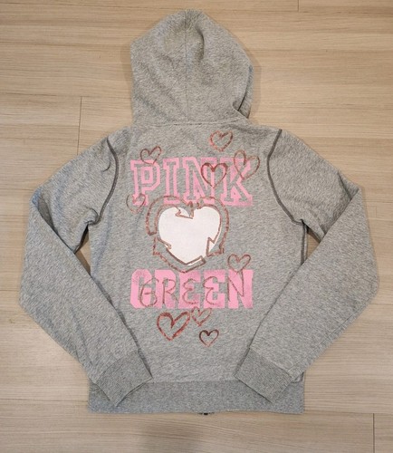 UNDERCOVER Giacca Vintage Y2K Victorias Secret Full Zip Rosa Verde Cuori Taglia Media