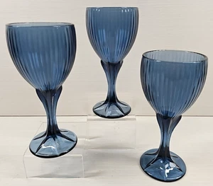 (3) Fostoria Monet Dunkelblau Weingläser Set Vintage Elegant Stielgläser Retro Posten - Bild 1 von 24
