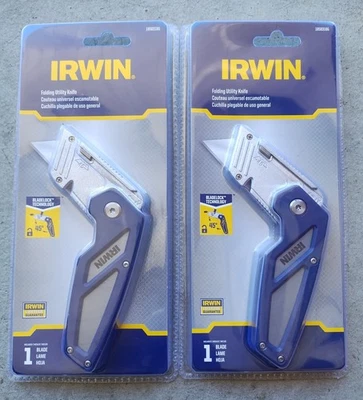 IRWIN CUCHILLO UTILITARIO PLEGABLE CAJA CORTADOR PELACABLES + 1 HOJA 1858318, LOTE DE 2 Foto 1 de 4