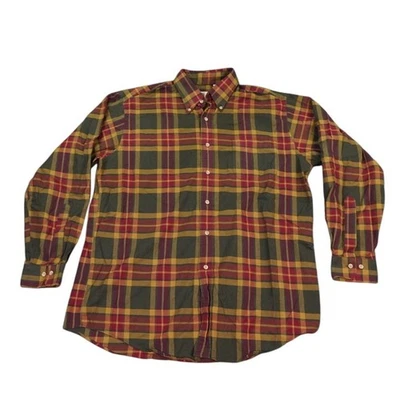VTG Viyella Shirt Mens Large Red Gold Hunting Tartan Wool Blend Plaid Button-Up - Image 1 of 4