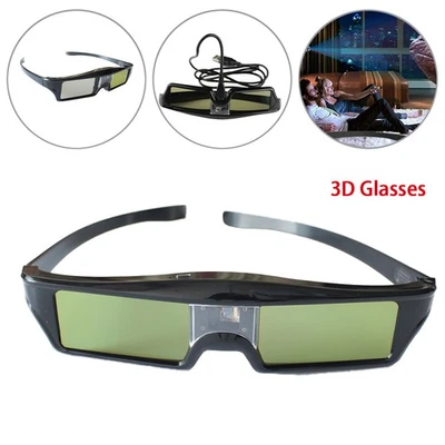 Active Shutter 3D Glasses USB Rechargeable For DLP-Link Projector Optoma BenQ - Image 1 of 4