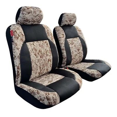 Fundas de asiento de auto delanteras camufladas digitales arena lona negra para Nissan NP 300 Foto 1 de 4