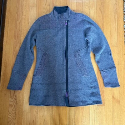 Chaqueta Swacket Title Nine para Mujer Mezcla de Lana Cremallera Completa Gris Mediana Foto 1 de 4