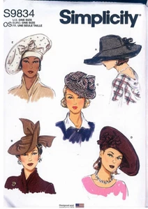 Simplicity 9834 Vintage Retro Style Hats Accessories Sewing Pattern Misses - Picture 1 of 2