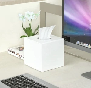 Acrylic Tissue Box 5.4x5.4x5.4'' Tissue Holder Napkin Dispenser Home Office - Picture 1 of 3
