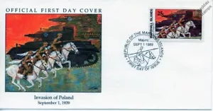 1939 INVASION OF POLAND Pomorske Horse Cavalry/German Panzer Tank WWII Stamp FDC - Picture 1 of 3