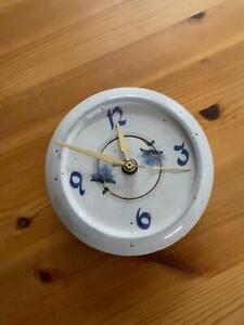 5" Vintage Junghans Pottery Ceramic Clock Face w Gold Hands Not working