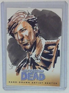 JUEGO DE 2 TARJETAS DE BOCETO CÓMICO WALKING DEAD: RICK ARTIST JC FABUL JF06 - Imagen 1 de 2