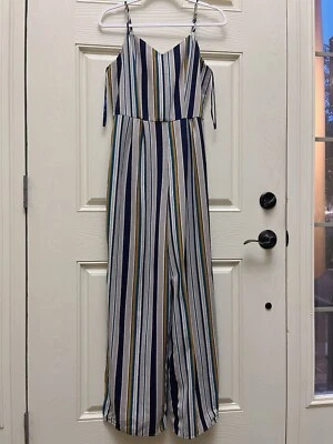 Mono Monteau Los Angeles para mujer talla grande a rayas con cinturón abertura lateral Foto 1 de 4