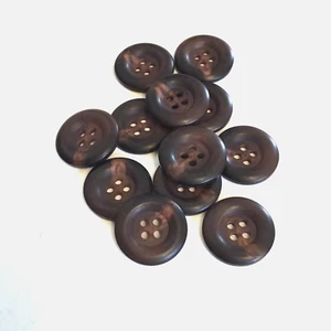 12 Buttons Mottled Swirl Dark Brown Plastic 4-Hole Sew Through Sewing 20 mm BR37 - Picture 1 of 5