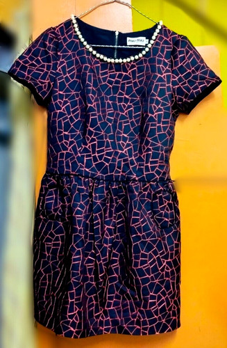 Abito corto donna MIU MIU taglia S scollo perlato tasca anteriore dietro zip vintage vestito