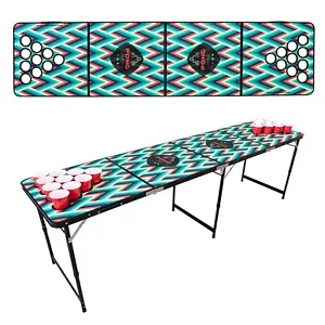 FOLDING BEER PONG TABLE - TRIPPY | Cup Holders Party Drinking Game 2.4m - Picture 1 of 5