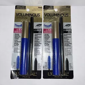 2x L'Oreal Voluminous Original Mascara + Eyeliner Waterproof #706 Cobalt Blue - Picture 1 of 2