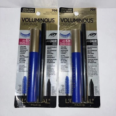 2x L'Oreal Voluminous Original Rímel + Delineador de Ojos Impermeable #706 Azul Cobalto Foto 1 de 2