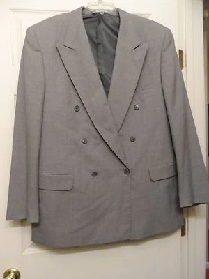 Vintage Dario Di Napoli Gray Tweed Double Breasted Blazer Jacket 44L - GC - Image 1 of 4