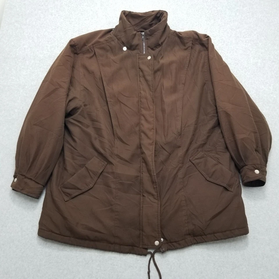 Chaqueta Parka Jacqueline Ferrar Mujer 2X Marrón Bolsillos Cremallera Completa Exterior Foto 1 de 4