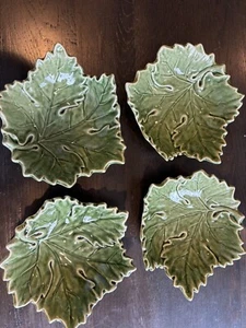 Set Of 4 Pottery Barn Green Leaf Bowls - Picture 1 of 7