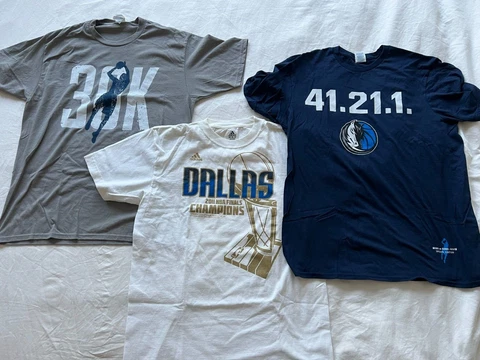Dirk Nowitzki Locker Room Shirt 2011 NBA Champions 41.21.1 30K Points - Lot of 3 Cover