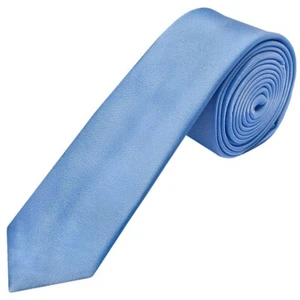 Plain Steel Blue Boys Satin Skinny Tie Age 8-11 Kids Wedding Prom Slim Thin Tie - Picture 1 of 3