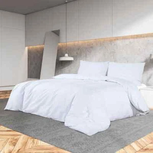 Set Copripiumino Bianco 200x220 cm in Microfibra Leggera - Foto 1 di 8