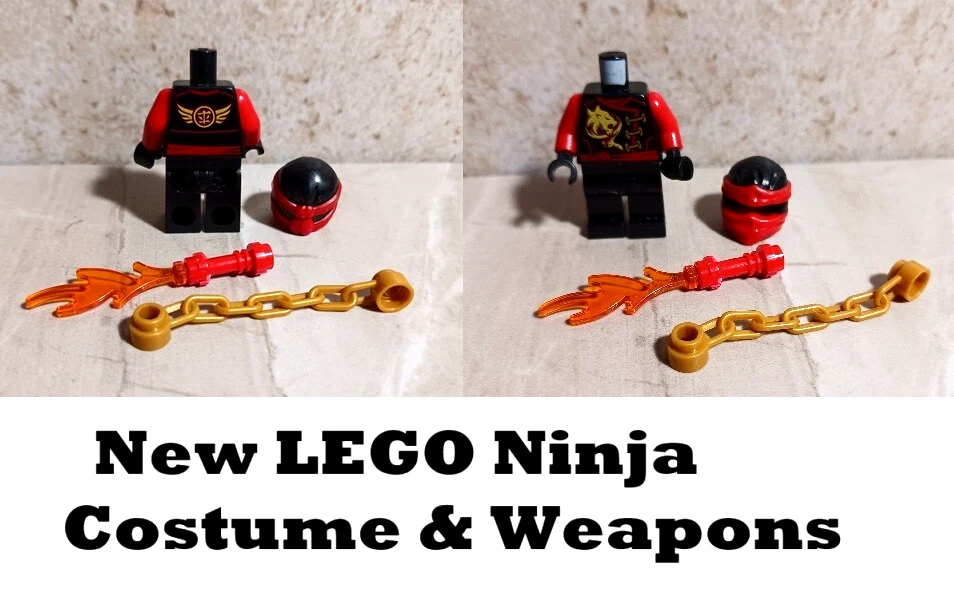 Nuevo Disfraz LEGO Ninja ROJO Alas en la Espalda Armas Bufanda Cadena AÑADE TU CABEZA Torso Foto 1 de 1