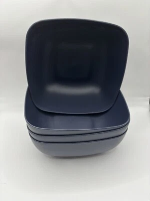 Set of 4 | Mainstays BLUE COVE  Square Plastic Cereal Bowl 45oz BPA-Free - Image 1 of 4