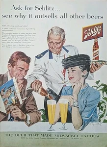 Anuncio impreso cerveza Schlitz 1956 vintage. post WWll Era - Imagen 1 de 1