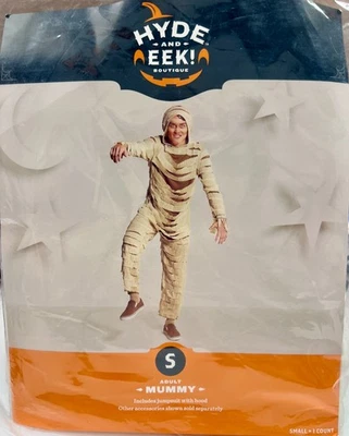 Hyde & Eek Men's Mummy Hooded Jumpsuit Halloween Costume, Size S, New - Image 1 of 4