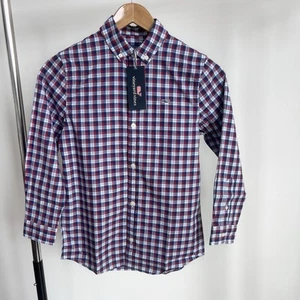 NWT Vineyard Vines Youth Boys Whale Shirt Plaid Long Sleeve Button Down 8-10 Sm - Picture 1 of 5
