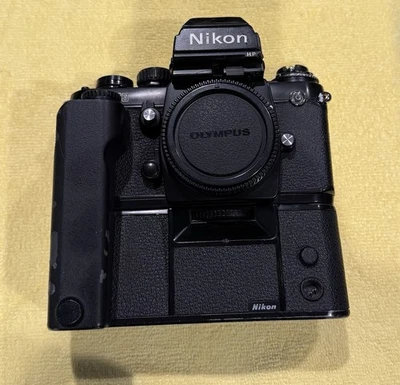 Cámara fotográfica Nikon F3 Eye Level Finder negra + unidad de motor MD-4 de JAPÓN Foto 1 de 4