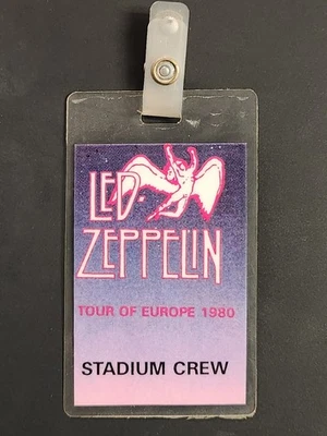 Led Zeppelin Tour Of Europe 1980 Stadium Crew Pass Foto 1 de 2