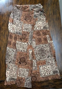 Vtg Coldwater Creek Patchwork Maxi Skirt S Rayon Boho Peasant Earth Tones USA 90 - Picture 1 of 7