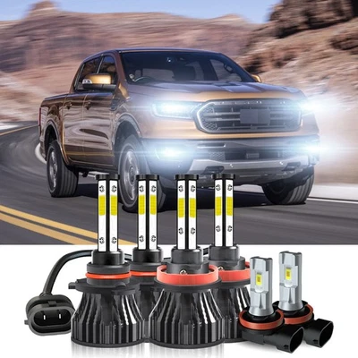 For Ford Ranger 2019-2022 6X Combo 6000K LED Headlights + Fog Light Bulbs Kit - Image 1 of 4