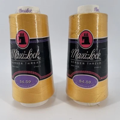 Maxi Lot Cone Serger Thread Gold x2 Sealed Tex 27 - Image 1 of 4