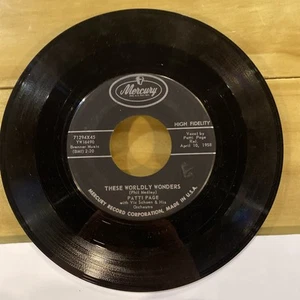 Patti Page, These Worldly wonders, MERCURY, Another Time, Another PlaceVG+ 45rpm - Picture 1 of 2
