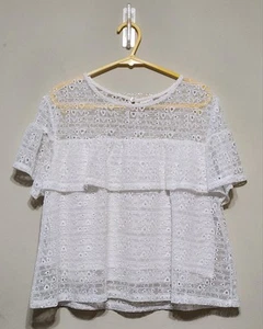 Zara Girl's Junior's White Lace Top Lined Size 11/12 - Picture 1 of 3