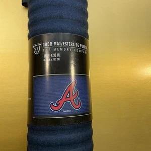 Atlanta Braves Black Trim Blue Poly Fleece Door Mat 18 X 30 - Picture 1 of 4