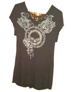SWEET VINTAGE Harley Davidson BLING sequin logo dress tunic Womens 1X Biker ☠️🔥 - Picture 1 of 20