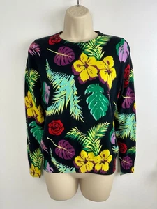 Jersey de algodón J.Won cuello redondo negro multifloral talla XS precio de venta sugerido por el fabricante 90 GBP NUEVO CON ETIQUETAS - Imagen 1 de 14