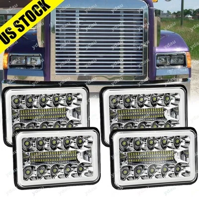 4 faros LED DRL aprobados por el DOT 4x6 para Peterbilt Kenworth Freightliner Foto 1 de 4