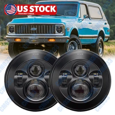 Faros LED redondos de 7" aprobados por el DOT HI-LO para camioneta Chevrolet C10 Blazer Foto 1 de 4