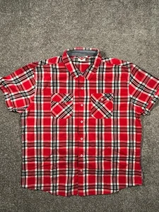 Lee Cooper Check Shirt 2XL Red Short Sleeve - Picture 1 of 11