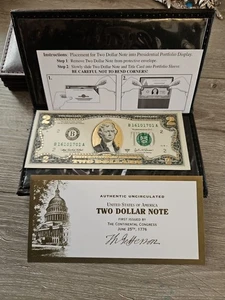 2003-A 2 $ Jefferson Federal Reserve Note, With 24K Gold Plated Highlights & Case - Bild 1 von 3